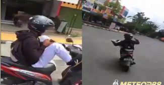 Pelajar Nyetir Motor Pakai kaki Sambil Main Game Viral, Menuai Kritikan Netizen